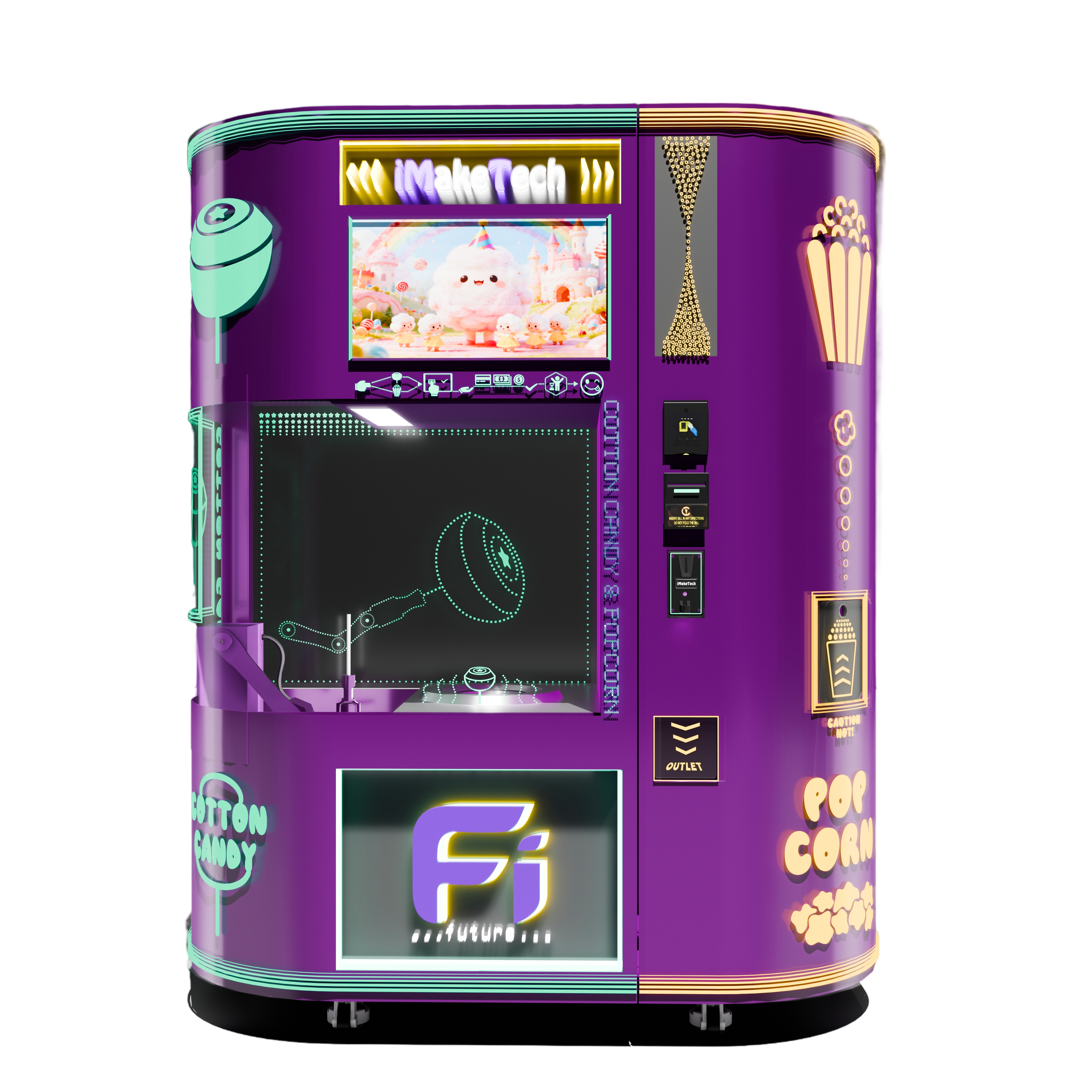Dual-Mode Sweet Station Cotton Candy + Popcorn Combo Vending Machine