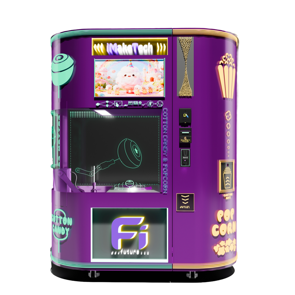 Dual-Mode Sweet Station Cotton Candy + Popcorn Combo Vending Machine