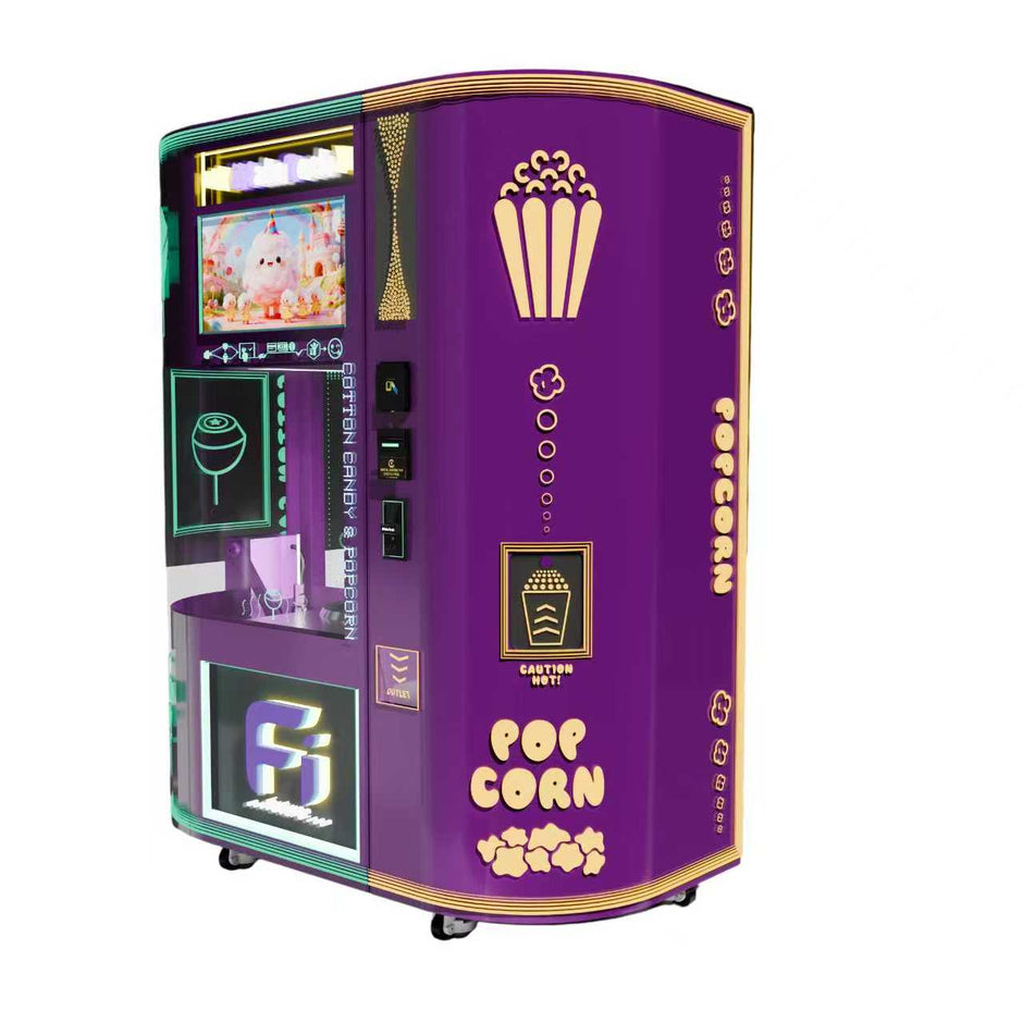 Dual-Mode Sweet Station Cotton Candy + Popcorn Combo Vending Machine