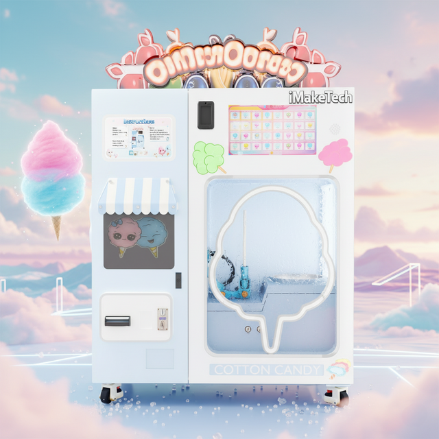 iMakeTech Custom Commercial Cotton Candy Machine, Automatic Vending Cotton Candy Machine.